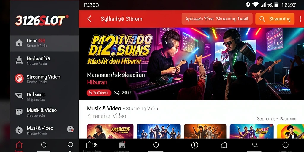Tampilan antarmuka utama aplikasi Streaming Video 3126SLOT yang user-friendly.