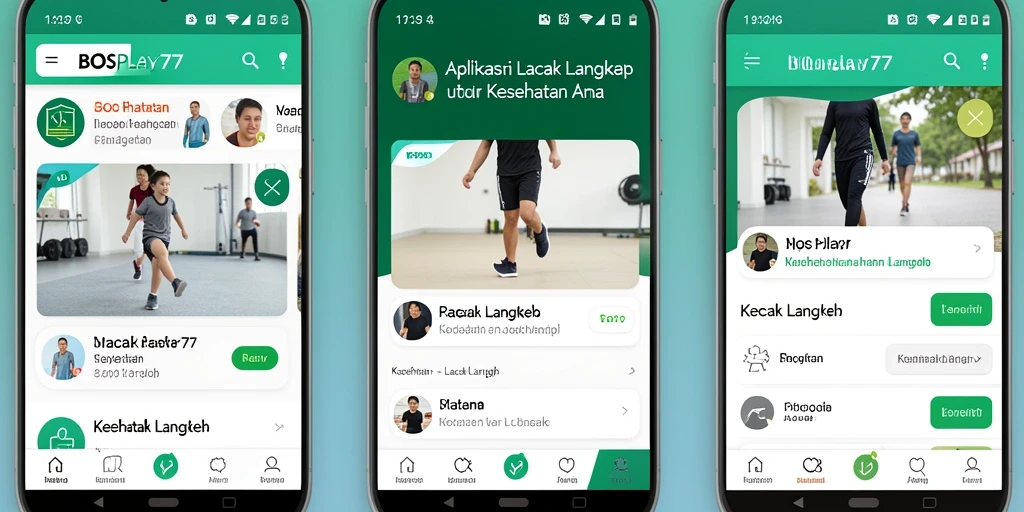 Antarmuka aplikasi BOSPLAY77 yang menampilkan lacak langkah.