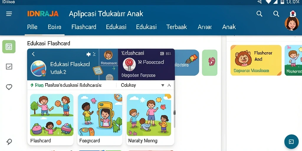 Antarmuka IDNRAJA yang menarik dan interaktif untuk belajar Flashcard.