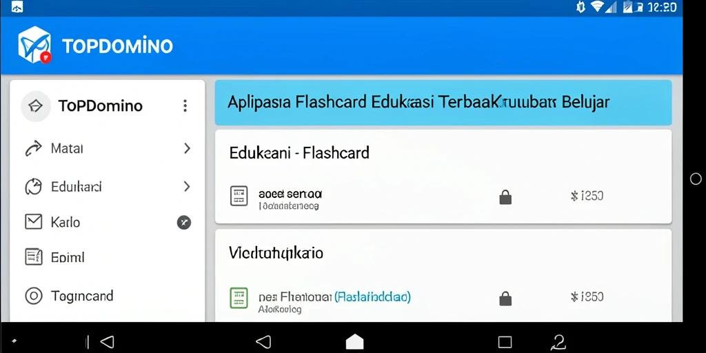 Antarmuka aplikasi FLASHCARD TOPDOMINO yang sederhana dan intuitif