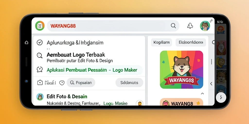 Tampilan antarmuka aplikasi WAYANG88 untuk pembuat logo yang intuitif.